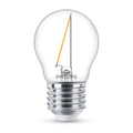 LED filamentpære E27 P45 1,4W 2700K klar dråpeform forfra
