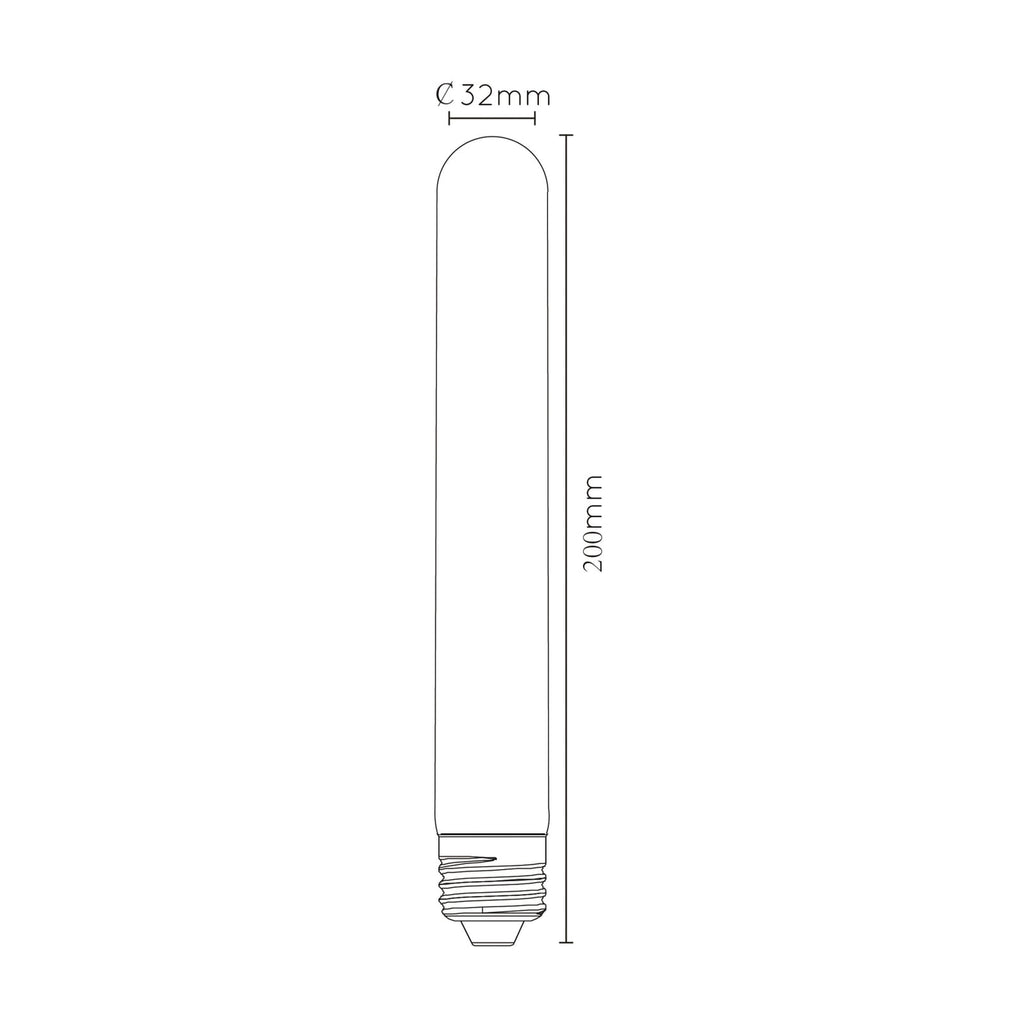Detalj av LED filamentpære E27 rørform T32 5W 2200K dimbar 20 cm
