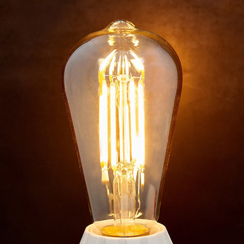 LED filamentpære E27 rustika 6W 1800K amber bakside