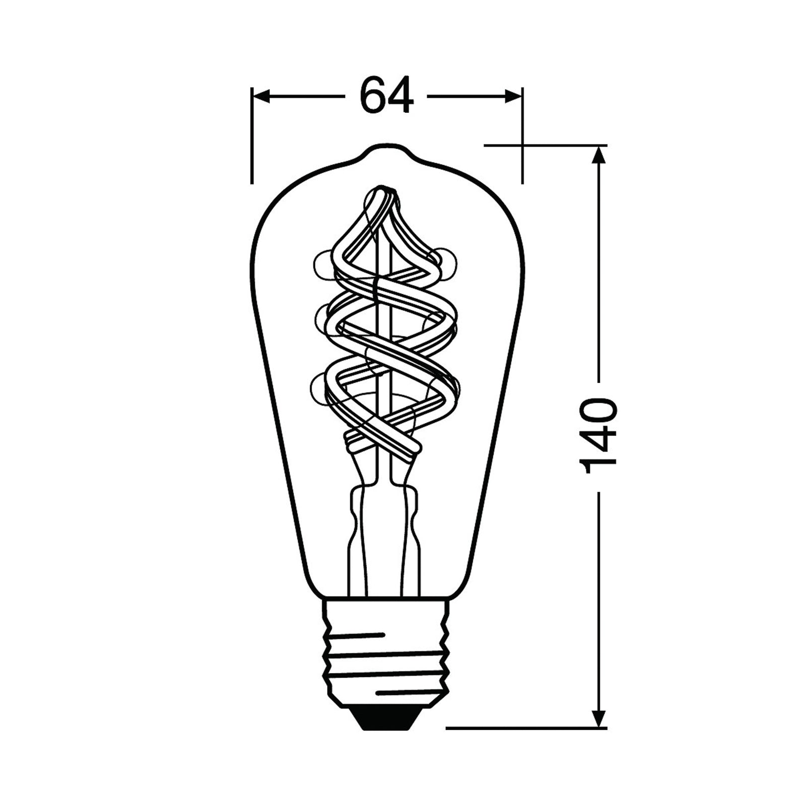 LED-filamentpære E27 smart WiFi 4,5W 2700K RGB klar LEDVANCE SMART+ montert
