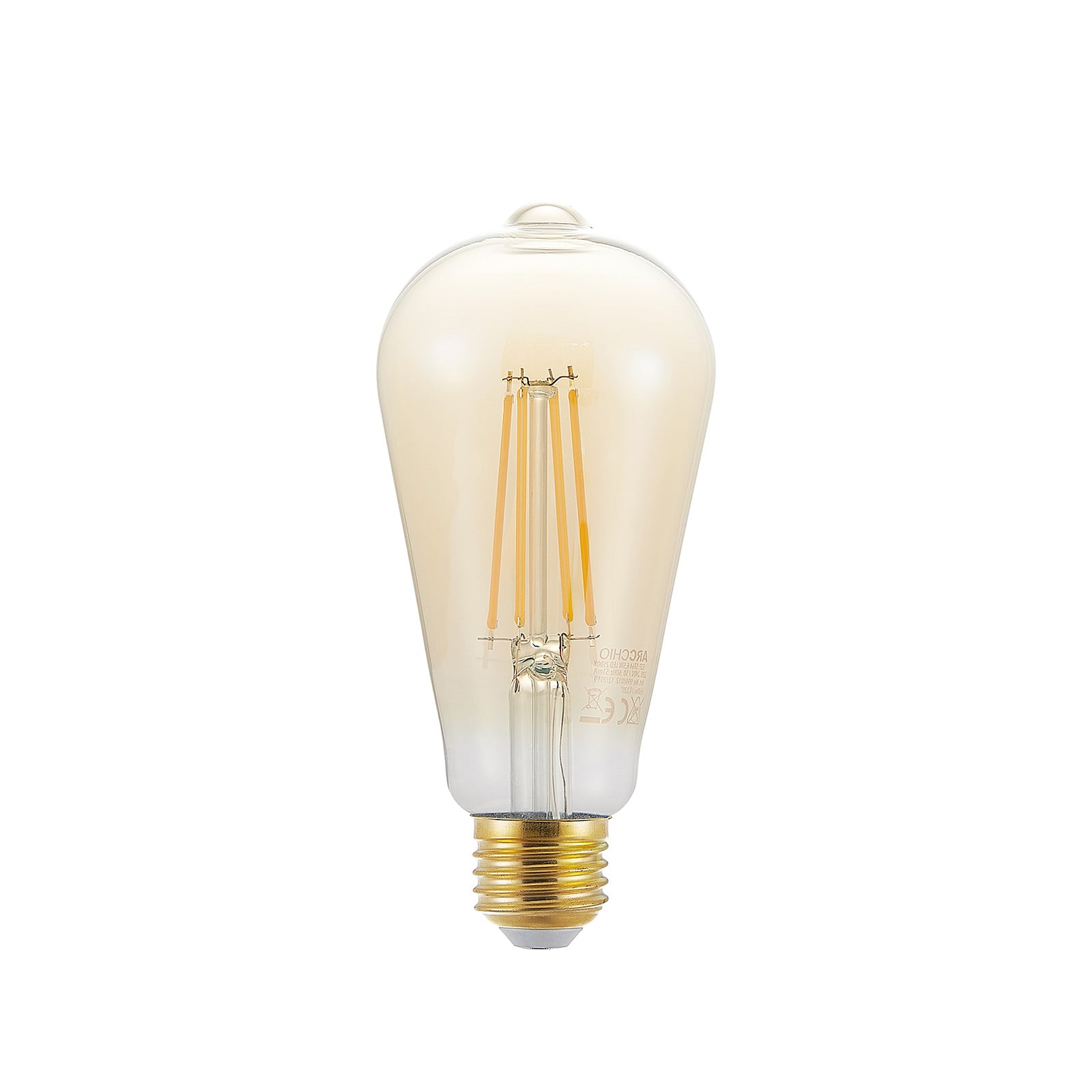 LED filamentpære E27 ST64 6,5W 2500K amber dimbar Arcchio bakside
