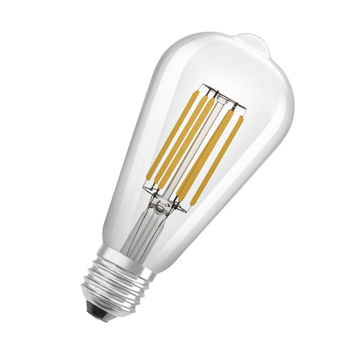LED filamentpære E27 ST64 3,8W 806lm 3000K klar - OSRAM forfra