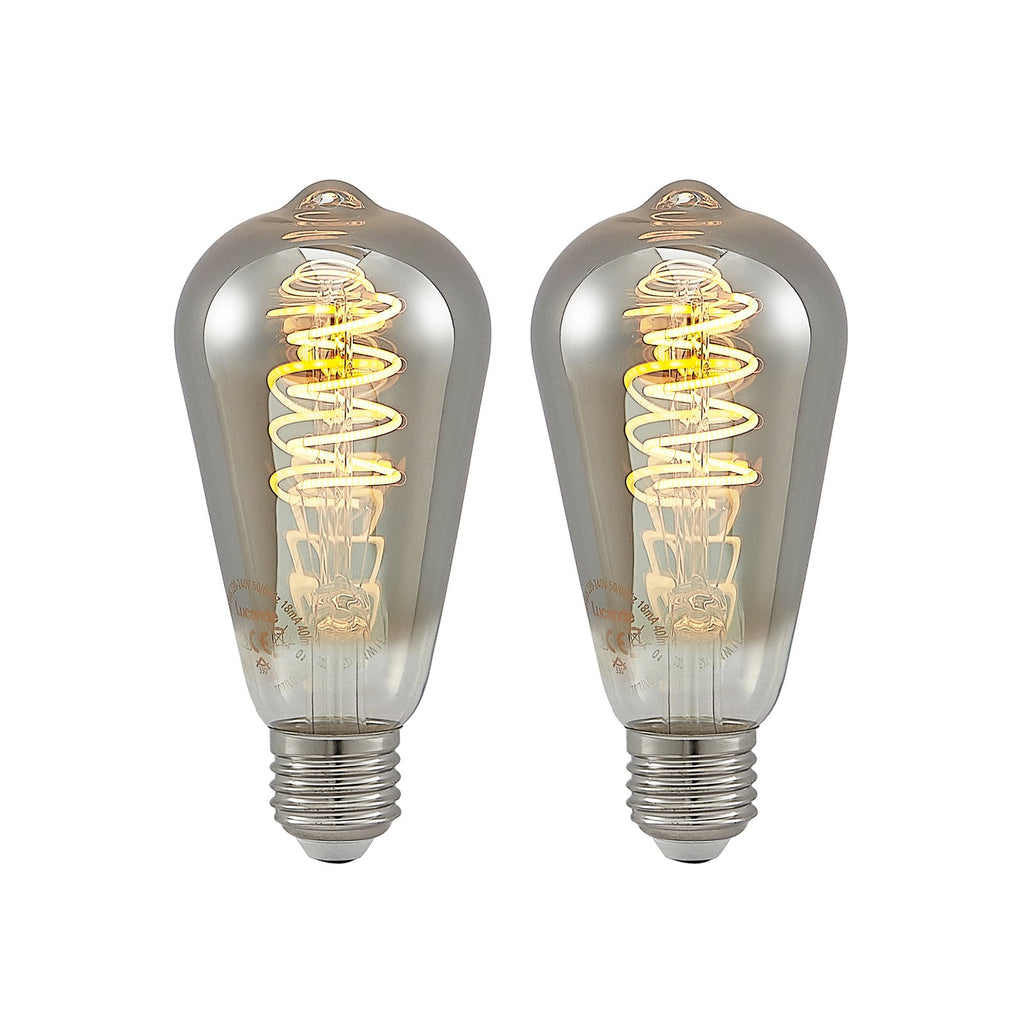LED filamentpære E27 ST64 4W 1800K dimbar titan forfra