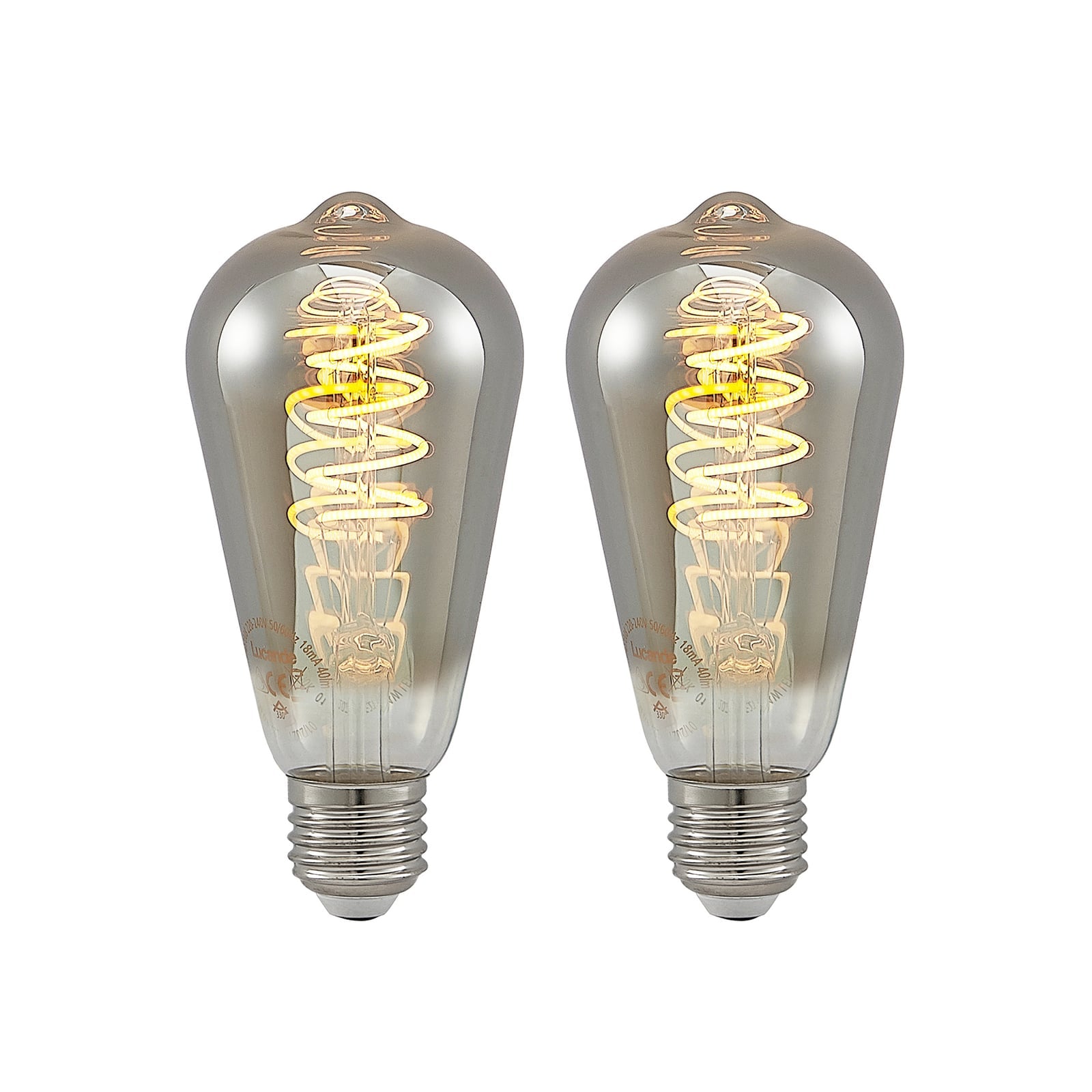 LED filamentpære E27 ST64 4W 1800K dimbar titan forfra