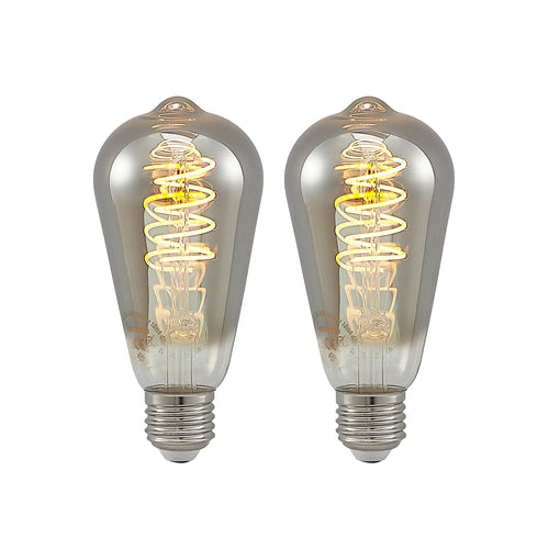 LED filamentpære E27 ST64 4W 1800K dimbar titan forfra