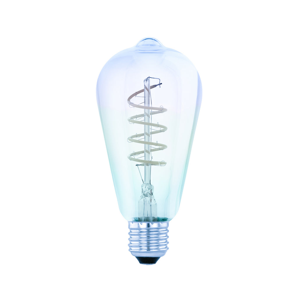 LED filamentpære E27 ST64 4W 2000K dimbar iriserende forfra
