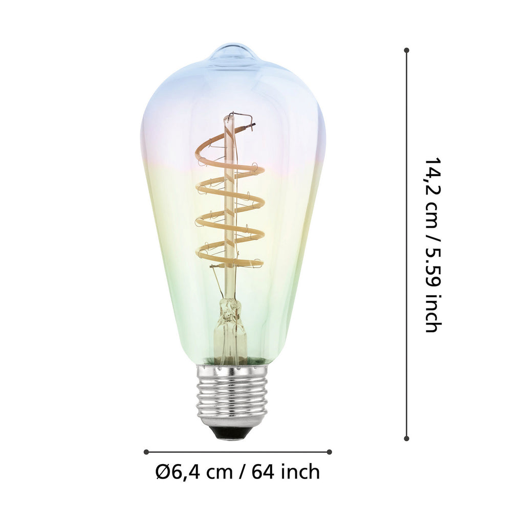Detalj av LED filamentpære E27 ST64 4W 2000K dimbar iriserende