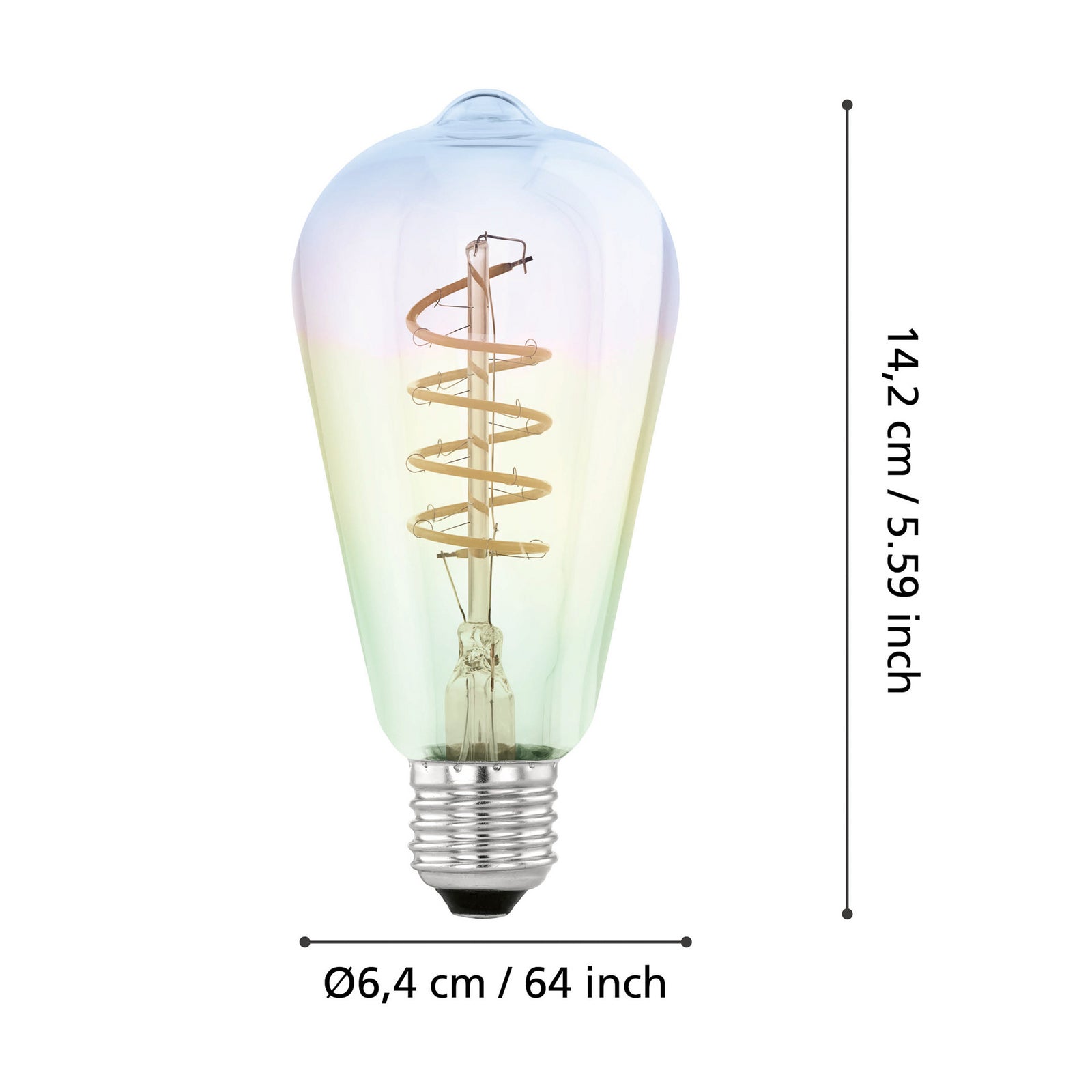 Detalj av LED filamentpære E27 ST64 4W 2000K dimbar iriserende