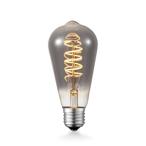 LED filamentpære E27 ST64 4W røykfarget 1800K dimbar - Lucande forfra