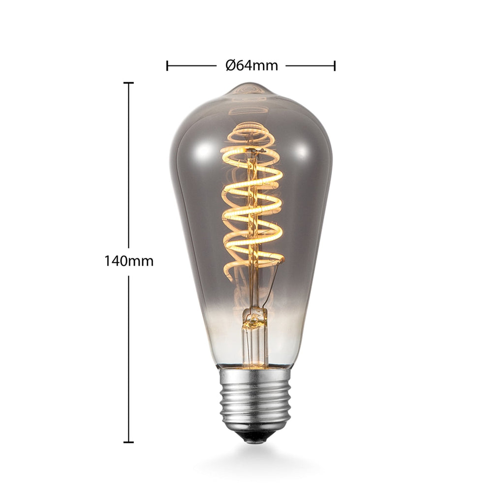 LED filamentpære E27 ST64 4W røykfarget 1800K dimbar - Lucande bakside