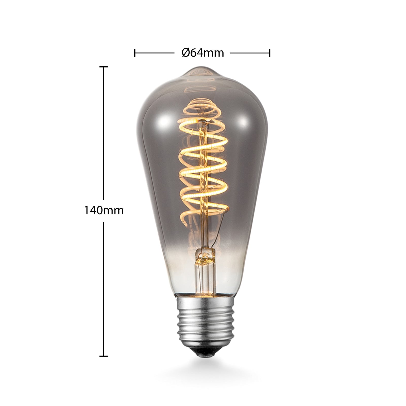 LED filamentpære E27 ST64 4W røykfarget 1800K dimbar - Lucande bakside