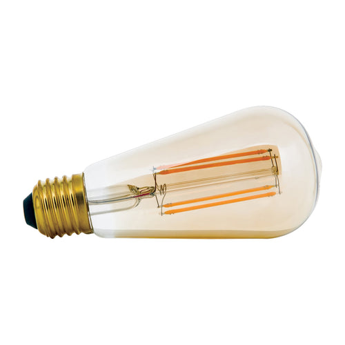 LED filamentpære E27 ST64 6W amber dimbar 2200K - ORION forfra