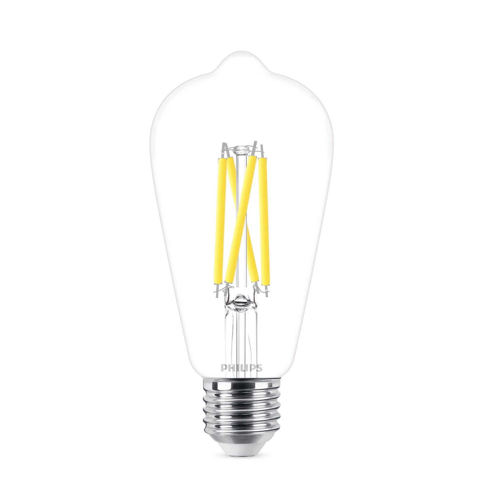 LED filamentpære E27 ST64 rustikk klar 5,9W WarmGlow dimbar nærbilde filament
