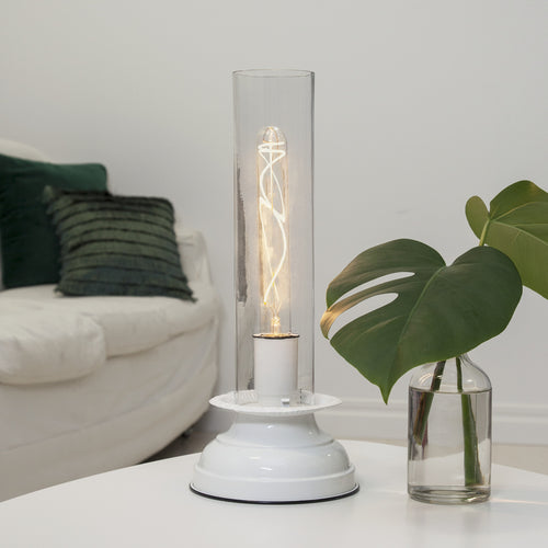 LED filamentpære E27 T30 rørform 3,4W 2200K dimbar bakside
