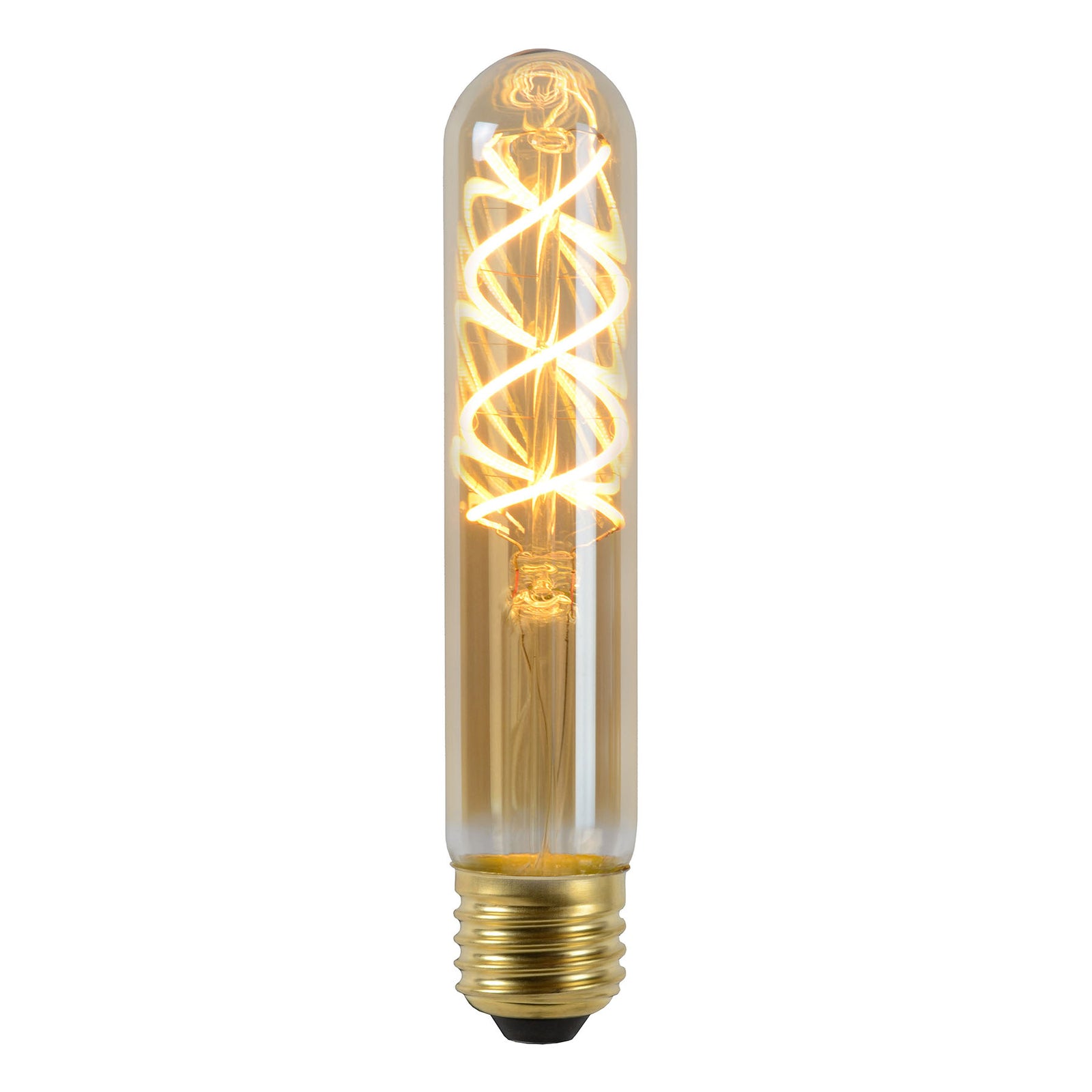 LED filamentpære E27 T30 rørform amber 5W 2200K dimbar - detalj av filament