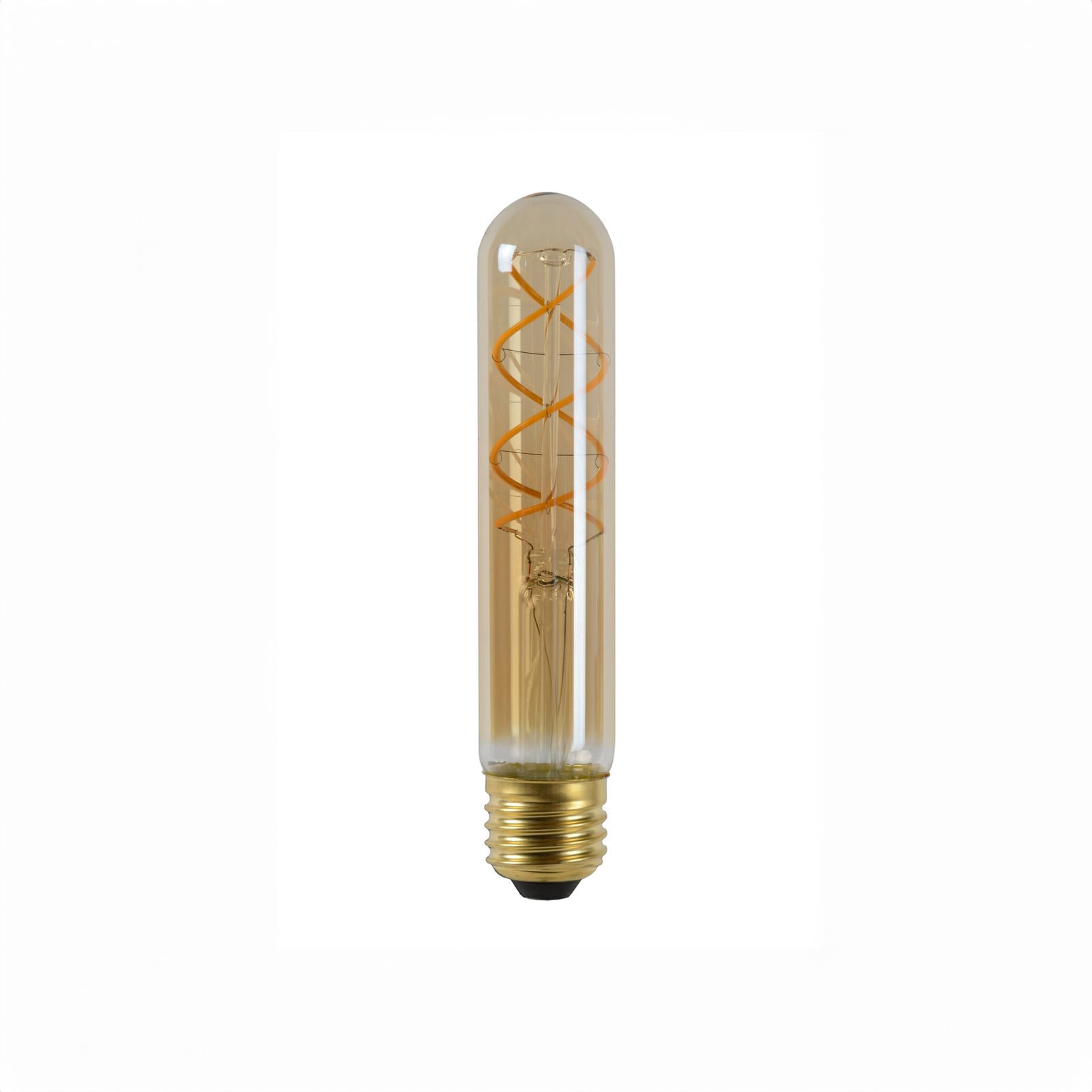 LED filamentpære E27 T30 rørform amber 5W 2200K dimbar - forfra