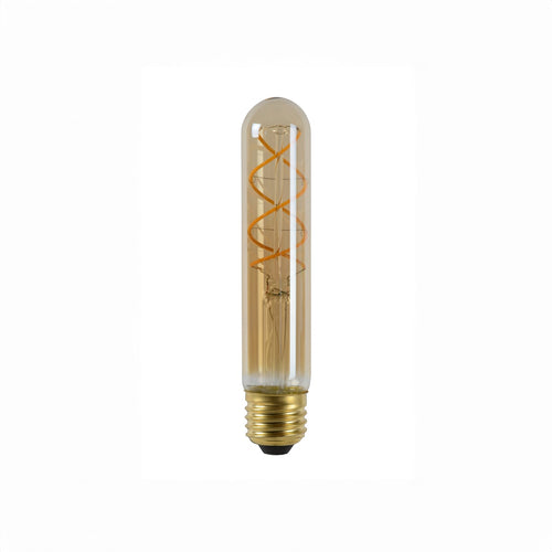 LED filamentpære E27 T30 rørform amber 5W 2200K dimbar - forfra