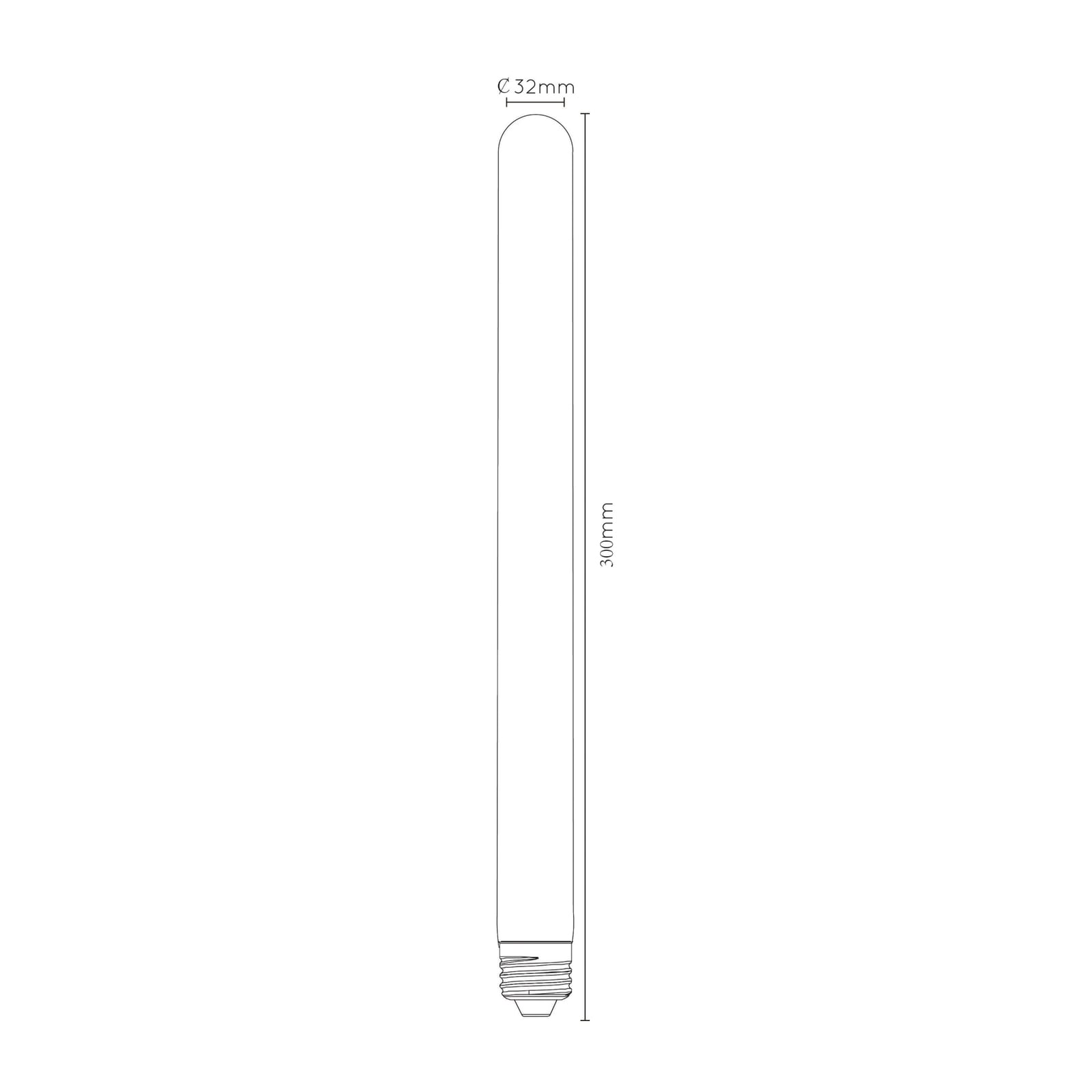 Detalj av LED filamentpære E27 T32 rørform 5W 2200K dimbar 30 cm