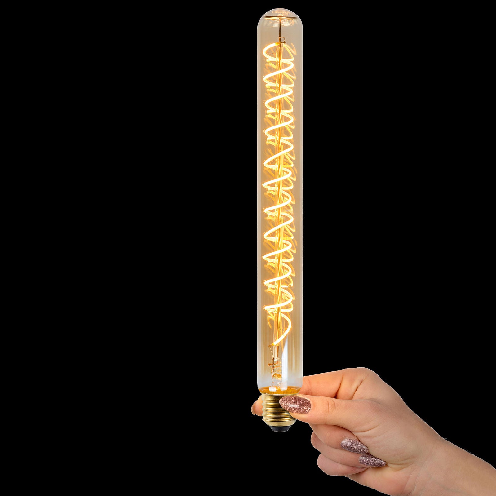 LED filamentpære E27 T32 rørform 5W 2200K dimbar 30 cm montert