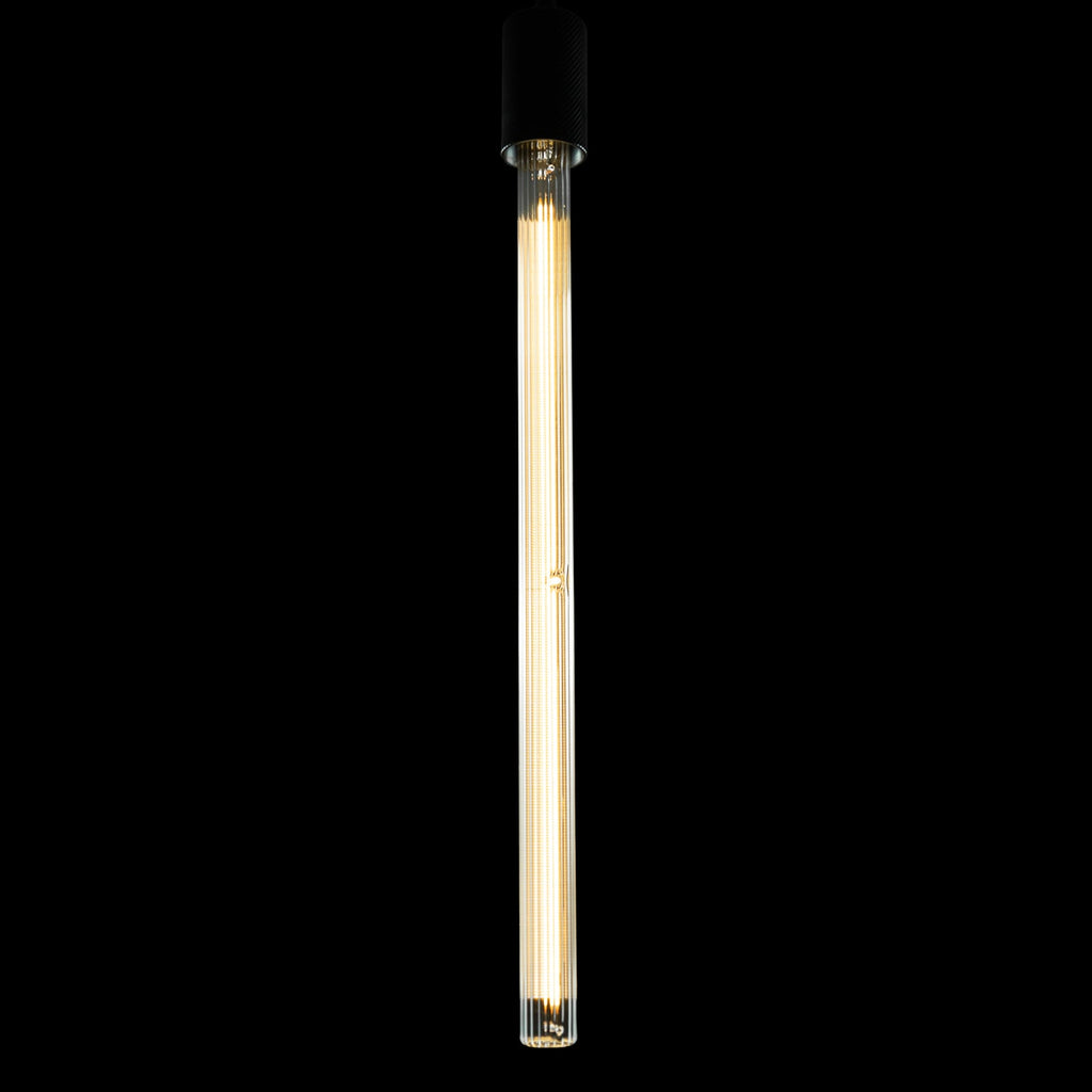 LED filamentpære E27 T55 6,2W 2700K klar riflet dimbar - SEGULA detalj av riflet glass