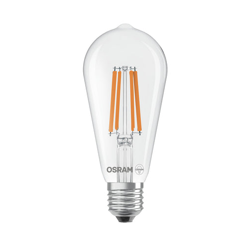 LED filamentpære Edison E27 5W 2700K 1055lm klar OSRAM forfra