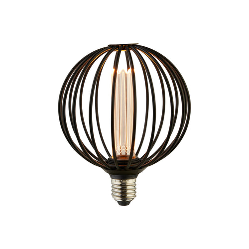 LED filamentpære Globe E27 3,5W 1800K dimbar svart forfra