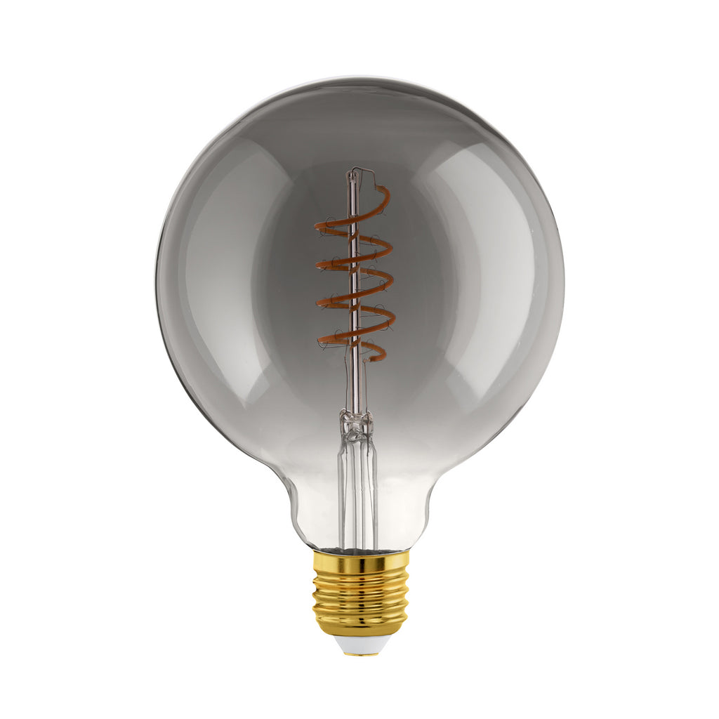 LED filamentpære globe G125 E27 4W 2000K svart-transparent forfra