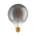 LED filamentpære globe G125 E27 4W 2000K svart-transparent forfra