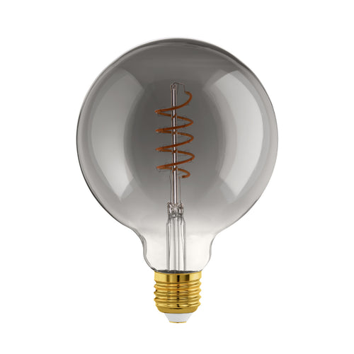 LED filamentpære globe G125 E27 4W 2000K svart-transparent forfra