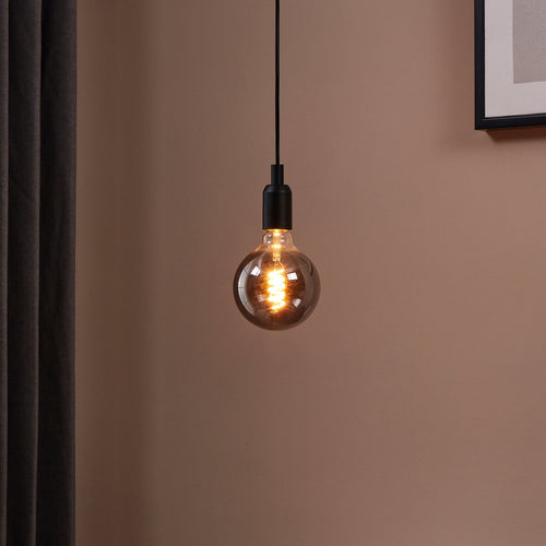 LED filamentpære globe G125 E27 4W 2000K svart-transparent bakside