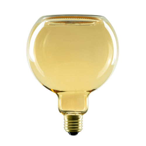 LED filamentpære Globe G125 E27 4W 2200K dimbar gull forfra