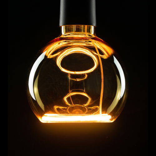 LED filamentpære Globe G125 E27 4W 2200K dimbar gull bakside