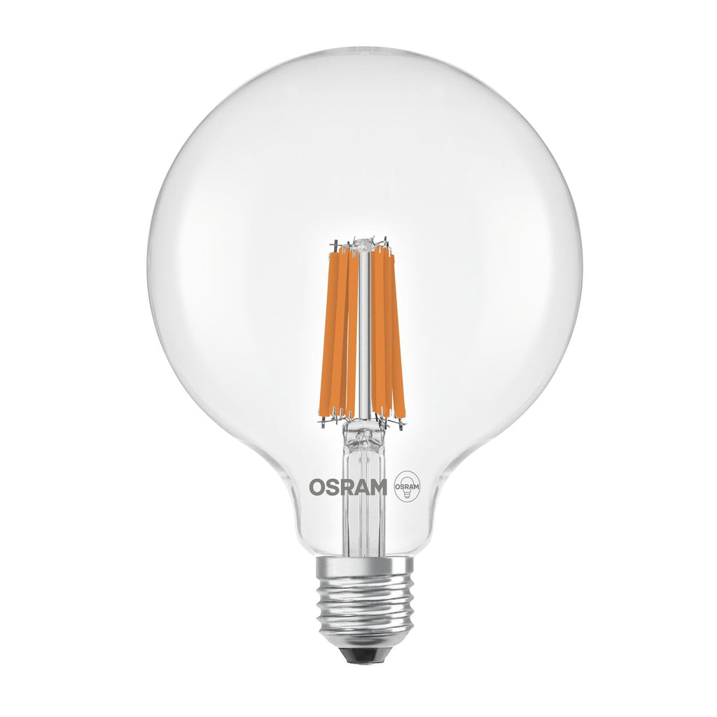 LED filamentpære globe G125 E27 7,2W 1521lm 2700K klar OSRAM forfra