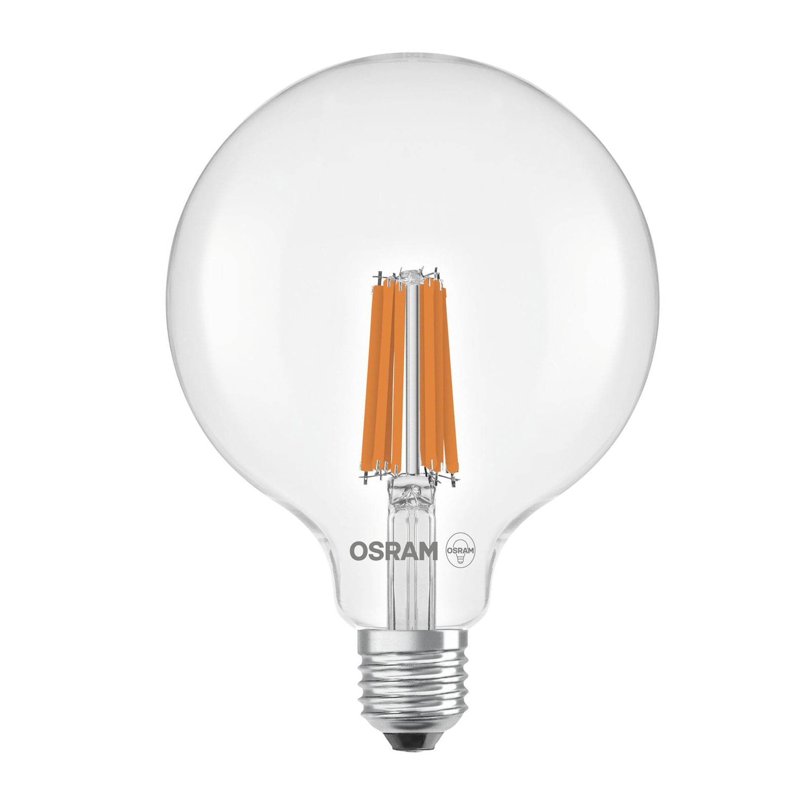 LED filamentpære globe G125 E27 7,2W 1521lm 2700K klar OSRAM forfra