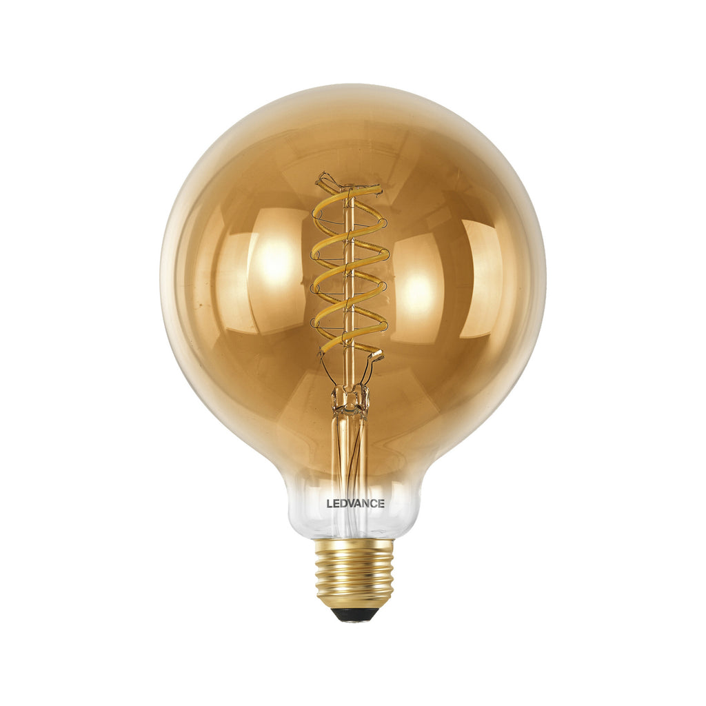 LED filamentpære Globe G125 E27 8W CCT gull WiFi forfra