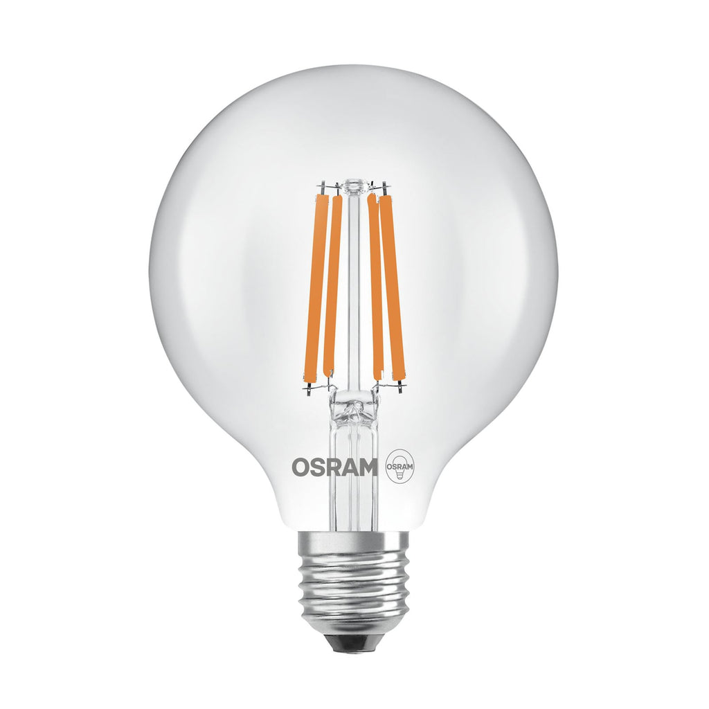 LED filamentpære Globe G95 E27 5W 2700K klar OSRAM forfra