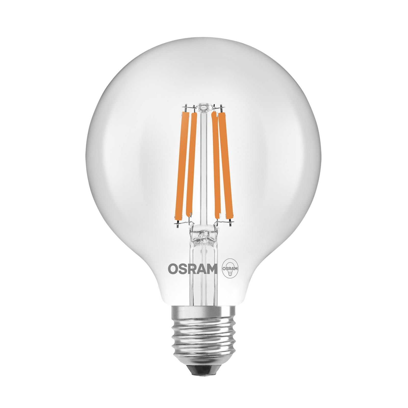 LED filamentpære Globe G95 E27 5W 2700K klar OSRAM forfra