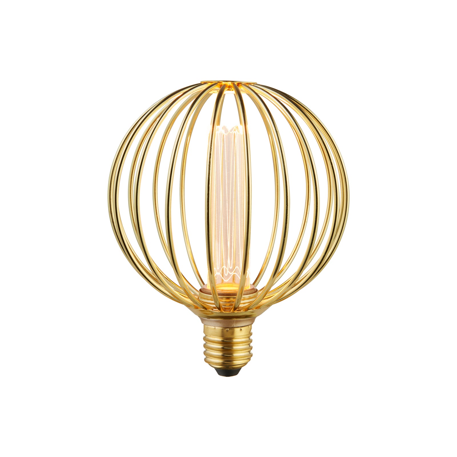 LED filamentpære Globe gull E27 3,5W 1800K dimbar forfra