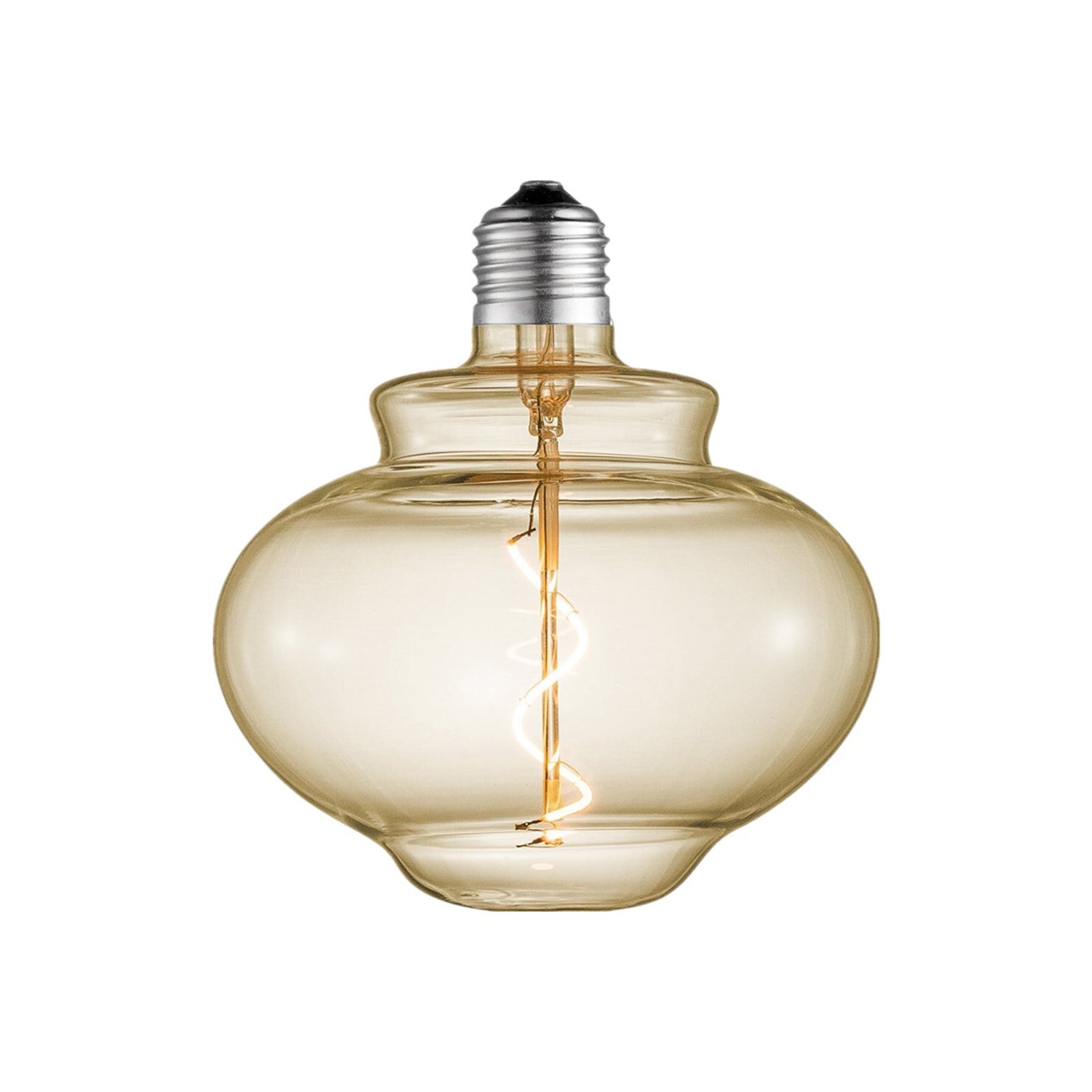 LED filamentpære klokkeform E27 4W amber Ø16 cm dimbar - Lucande forfra