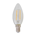 LED filamentpære kronelysform E14 2W 2700K klar glass - Lindby forfra