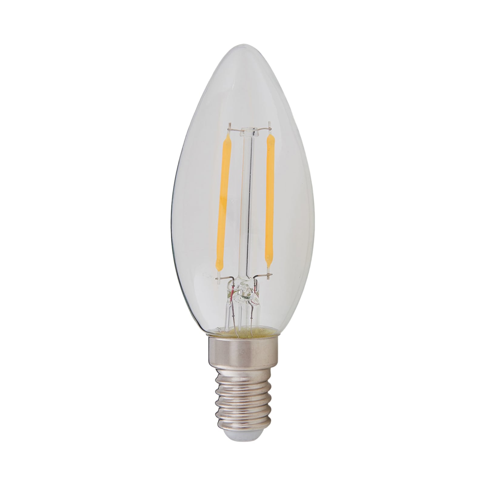 LED filamentpære kronelysform E14 2W 2700K klar glass - Lindby forfra