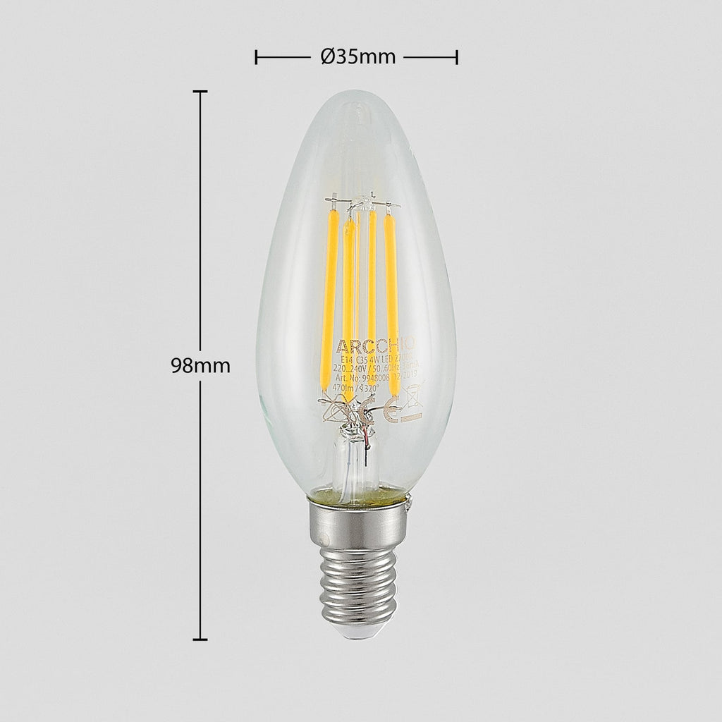 Detalj av LED filamentpære kronelysform E14 4W 2700K dimbar 2-pk Arcchio