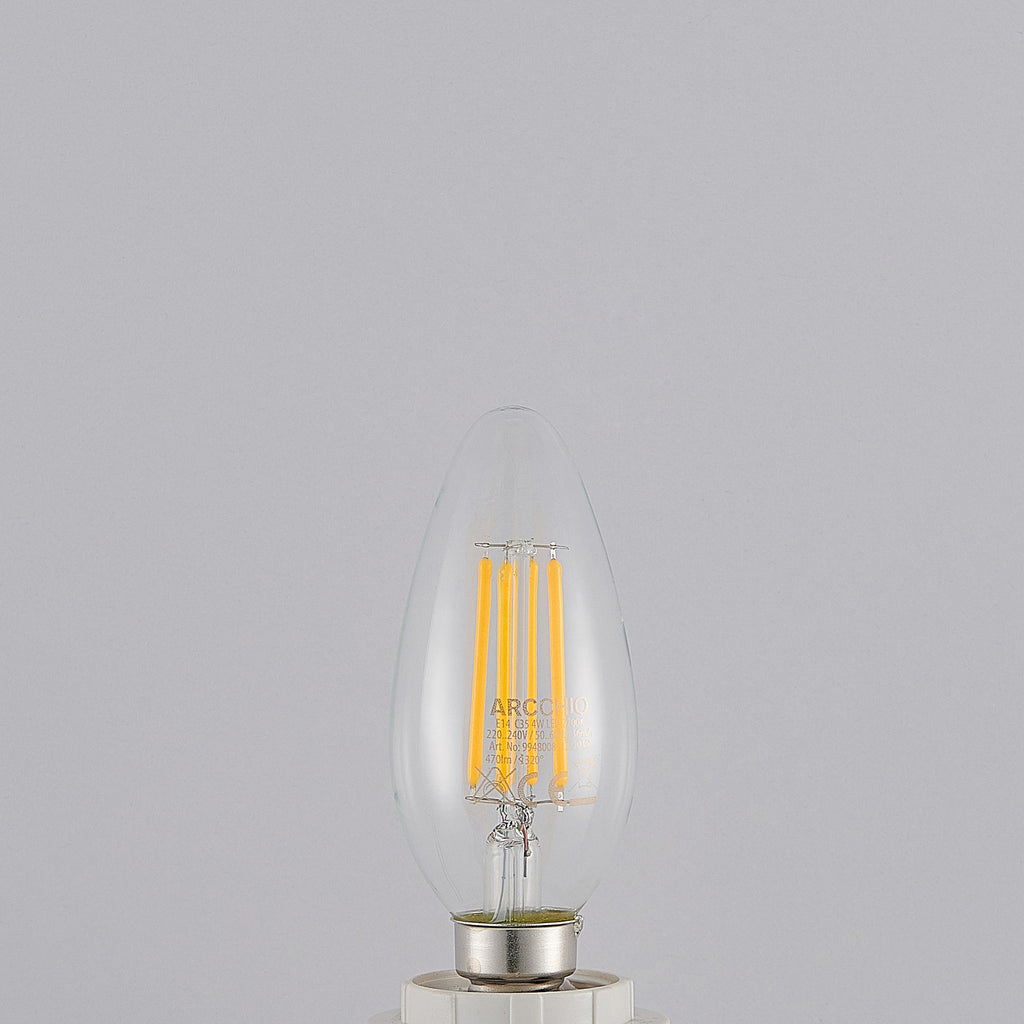 LED filamentpære kronelysform E14 4W 2700K dimbar 2-pk Arcchio klar glassdesign