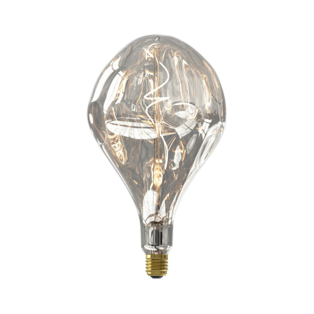 LED filamentpære Organic Evo E27 6W 1800K dimbar sølv forfra