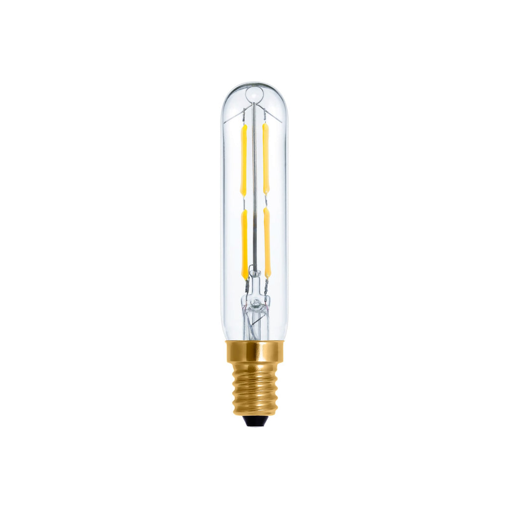 LED filamentpære rørform E14 6W 24V DC 2200K dimbar klar - SEGULA forfra