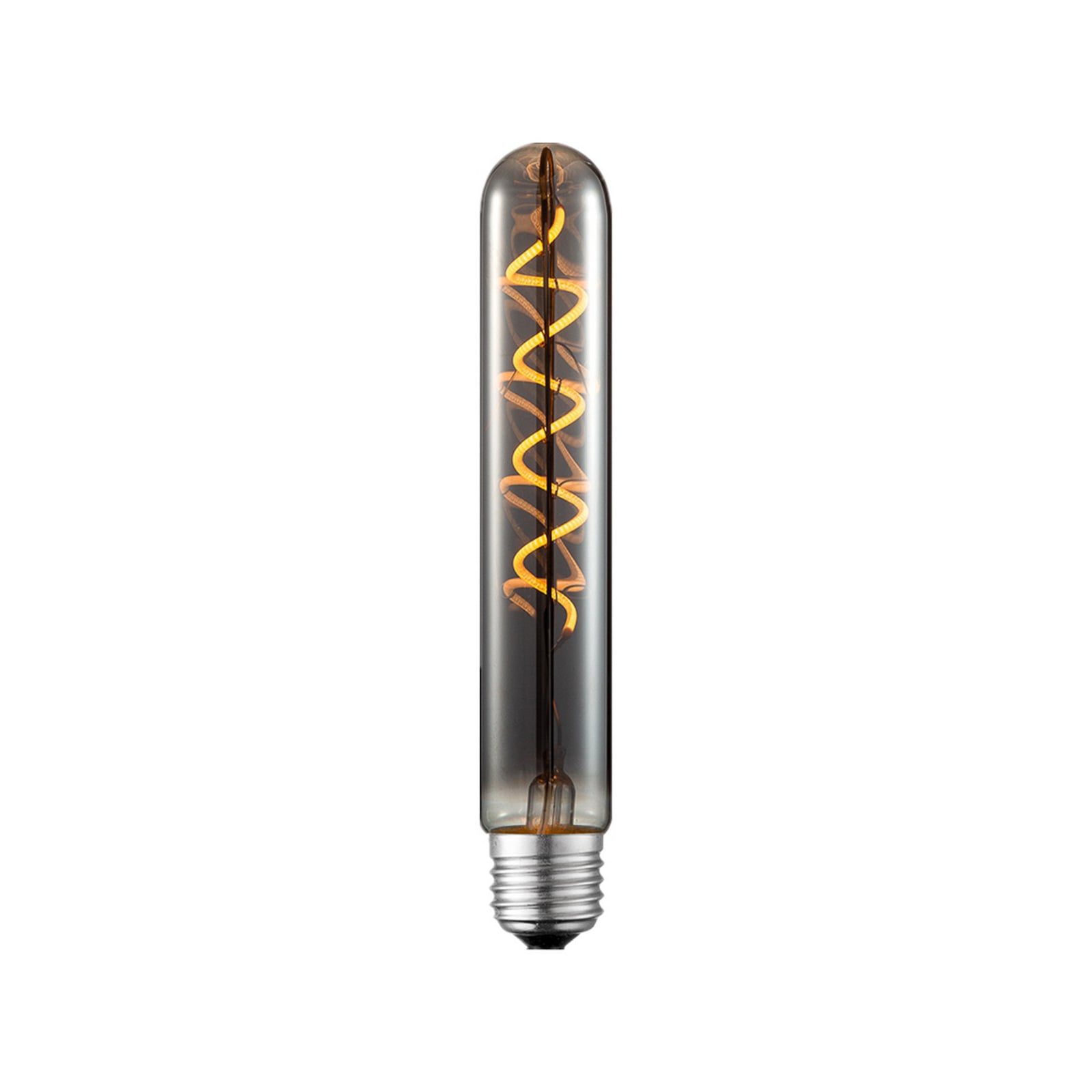 LED filamentpære rørform E27 4W dimbar titanium 1800K - Lucande forfra