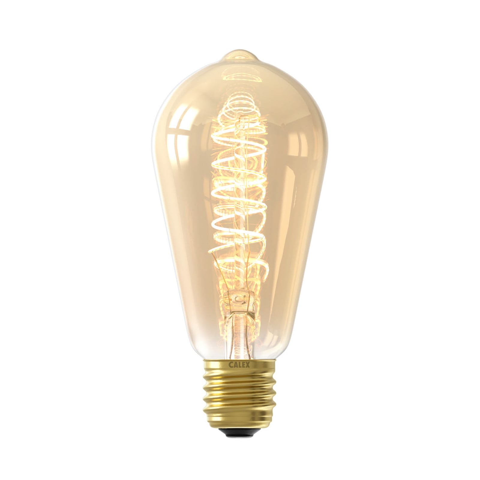 LED filamentpære ST64 E27 3,8W 2100K dimbar gull - Calex forfra
