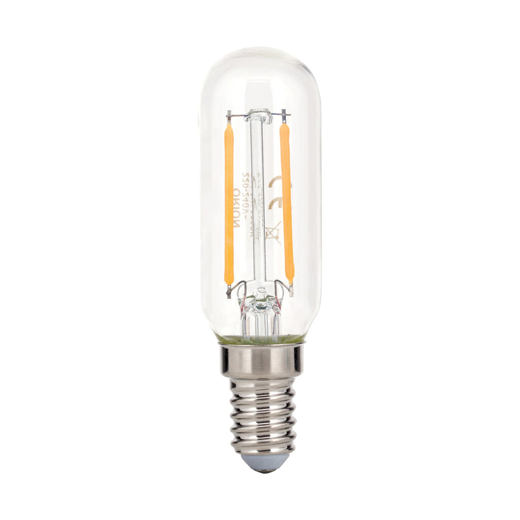 LED filamentpære T25 rørform E14 3W 2700K klar - ORION bakside