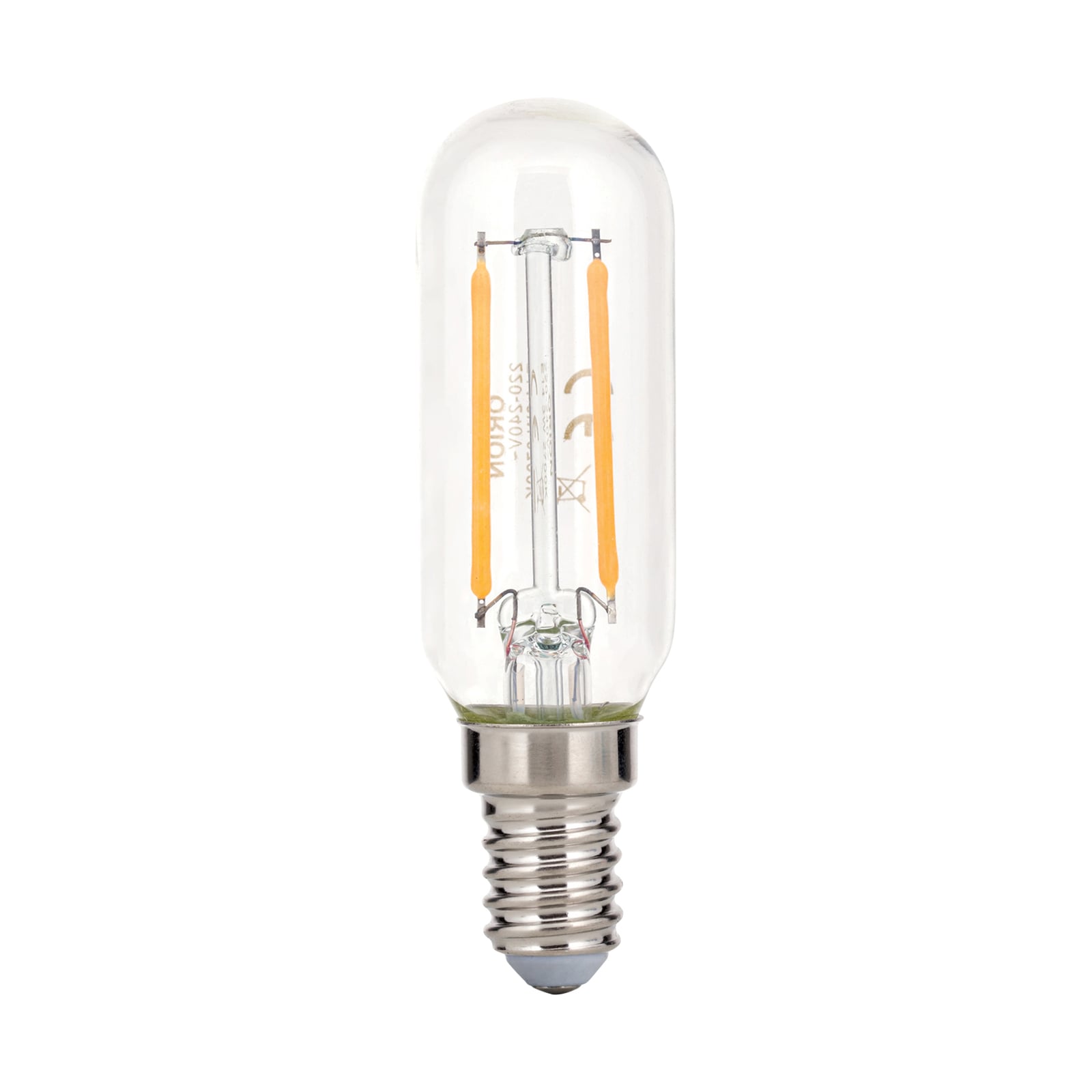 LED filamentpære T25 rørform E14 3W 2700K klar - ORION bakside