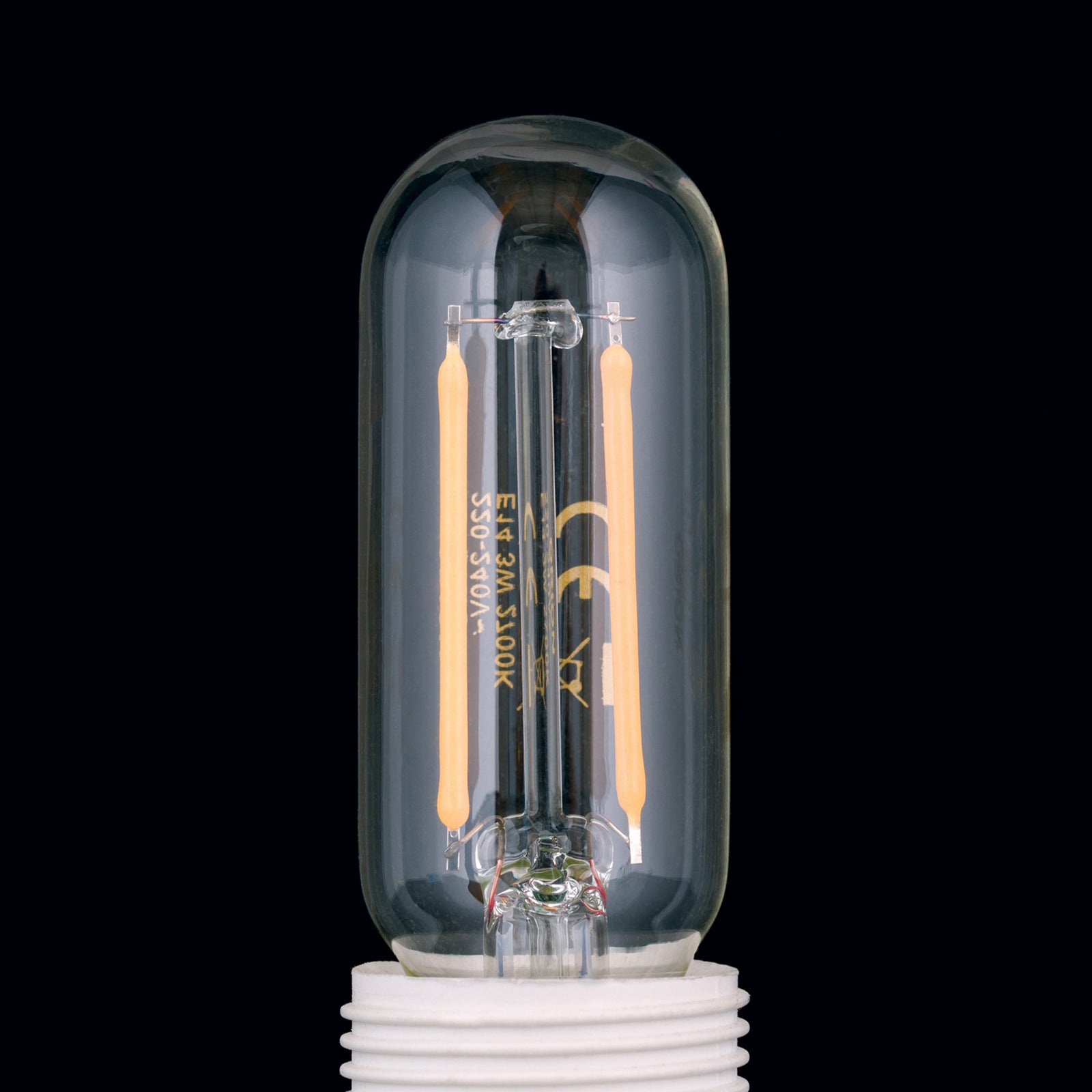 Detalj av LED filamentpære T25 rørform E14 3W 2700K klar - ORION